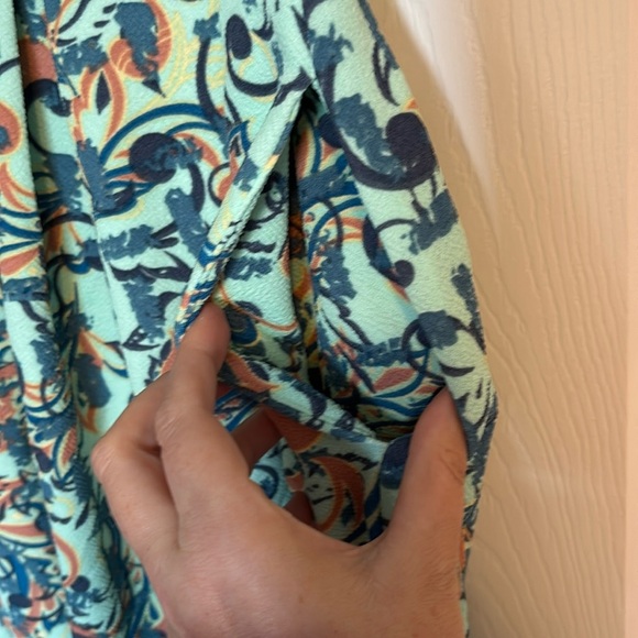 LuLaRoe Amelia NWT women’s teal floral pleated knee length dress size large - Picture 7 of 12